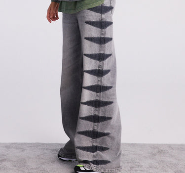 Grey tiger wide leg jeans