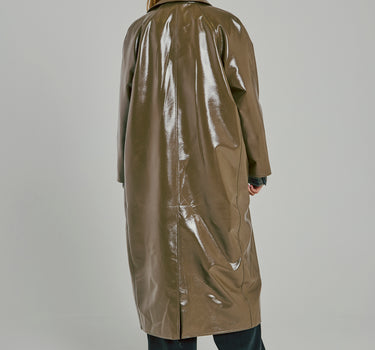 Olive glossy trench coat