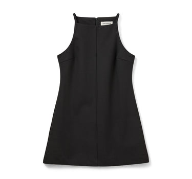 Short black dress with boat neckline