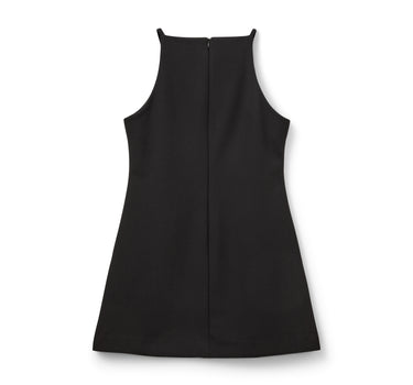 Short black dress with boat neckline