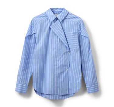 Blue striped asymmetric shirt