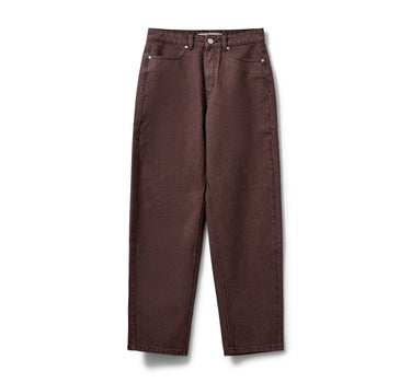 Burgundy denim barrel pants