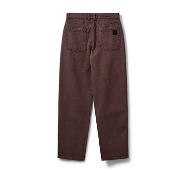 Burgundy denim barrel pants