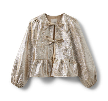 Light-gold shirt with structured & metallic effect