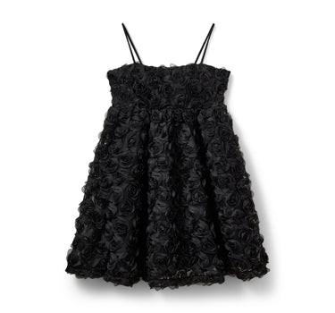 Black mini roses dress