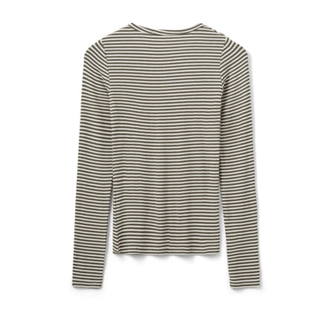 Khaki striped long-sleeved t-shirt