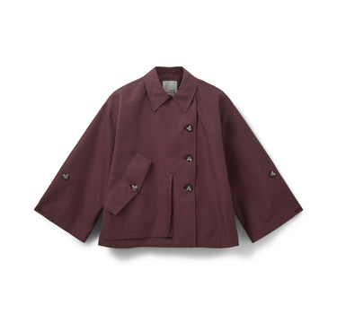Short burgundy trench
